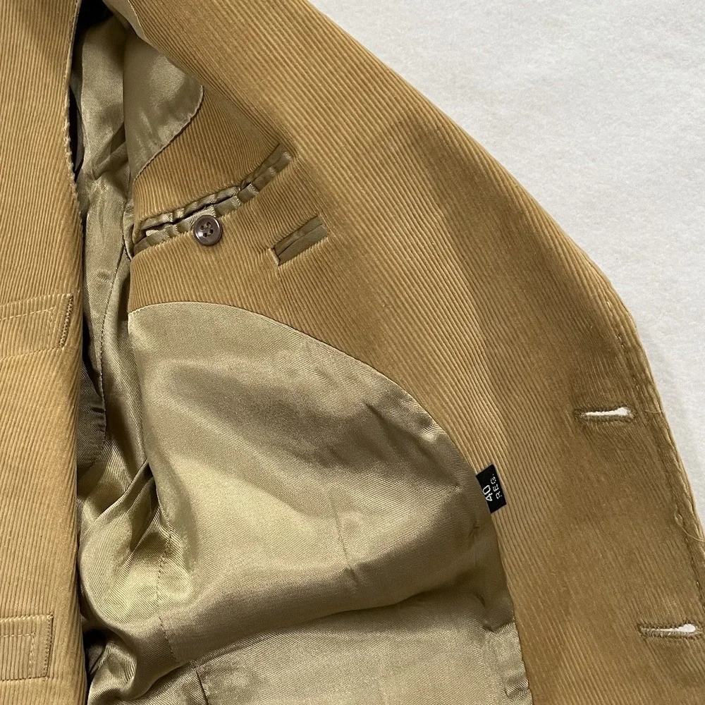 1970s Vintage Corduroy Blazer Vest Set 40R Tan  Preppy  Sport Coat Retro Classic